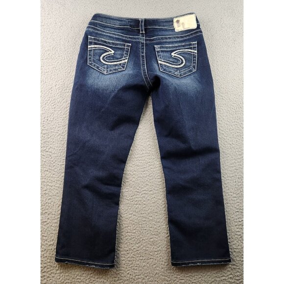 SILVER Jeans Womens Size 26 Aiko Capri Blue Wash Thick Stitch Low Rise Denim - Picture 1 of 11